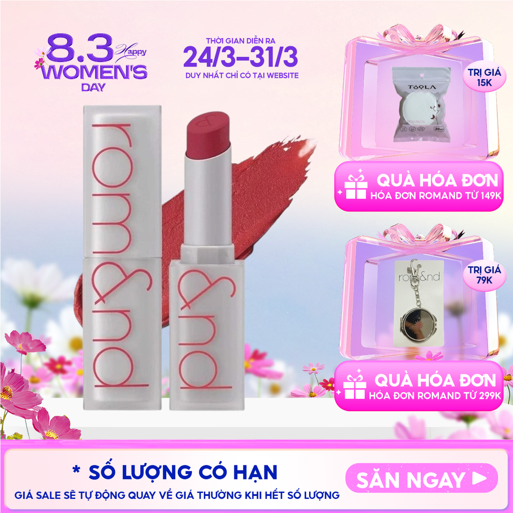 Son Thỏi Lì, Lên Màu Siêu Xinh Romand Zero Matte Lipstick 3g
