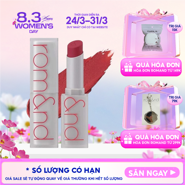  Son Thỏi Lì, Lên Màu Siêu Xinh Romand Zero Matte Lipstick 3g 