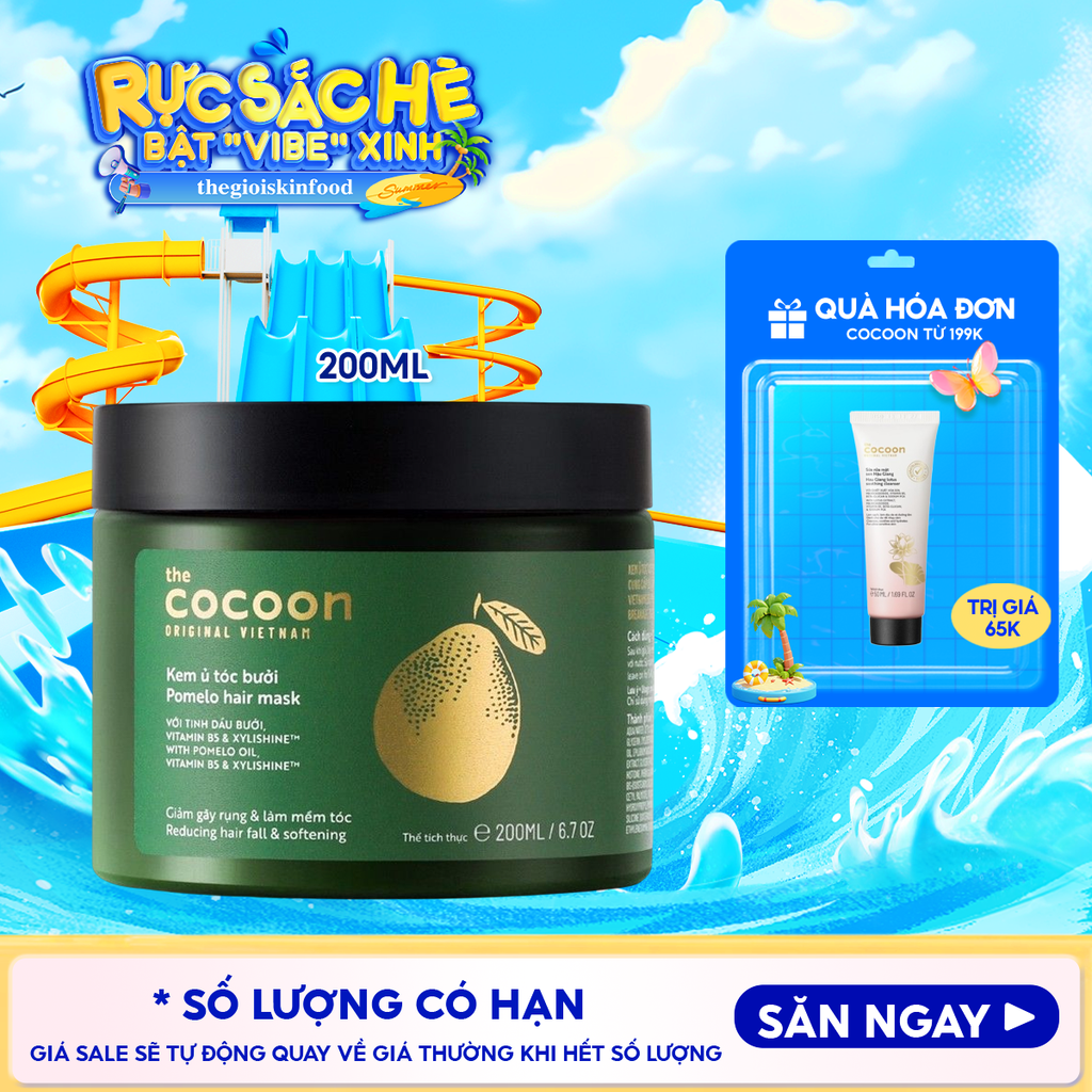 Kem Ủ Tóc Cocoon Bưởi Hỗ Trợ Giảm Gãy Rụng, Dưỡng Tóc Mềm Mượt Chắc Khỏe Pomelo Hair Mask 200ml