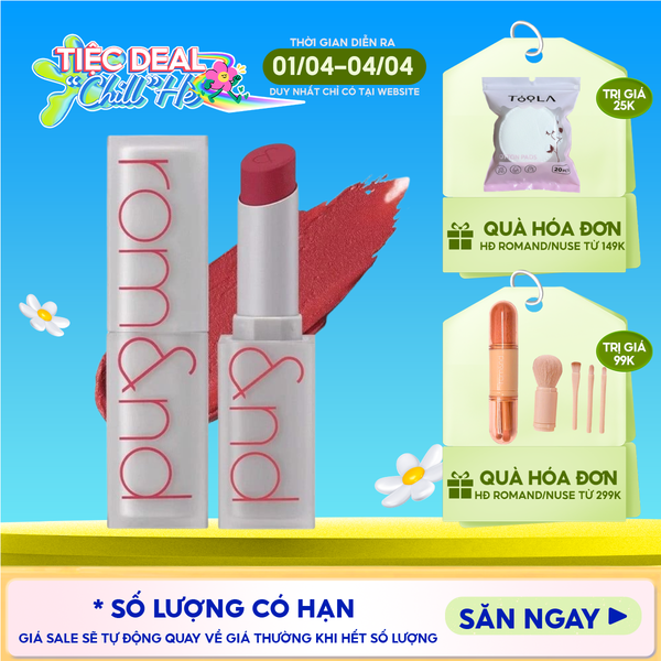  Son Thỏi Lì, Lên Màu Siêu Xinh Romand Zero Matte Lipstick 3g 