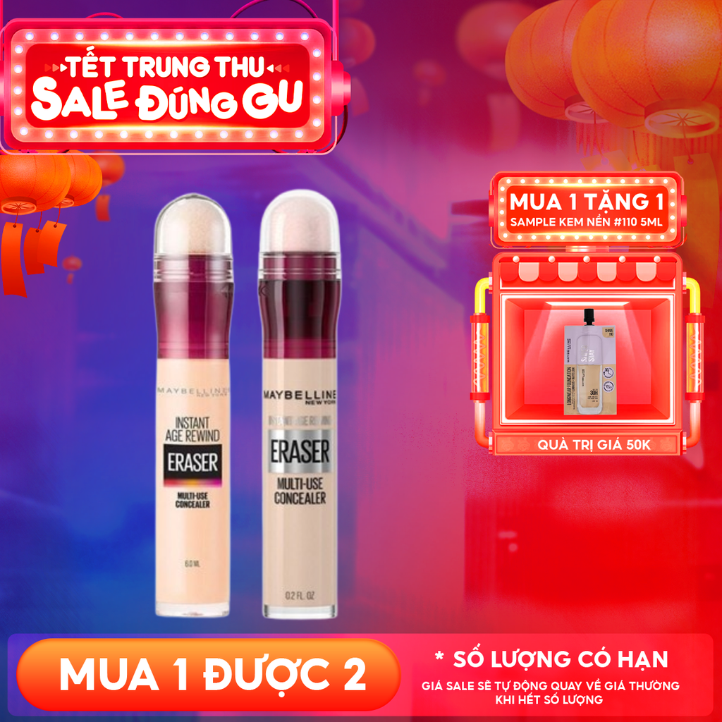 Bút Che Khuyết Điểm Maybelline Đa Năng Che Phủ Hoàn Hảo Instant Age Rewind Eraser Multi-Use Concealer SPF 30 6ml