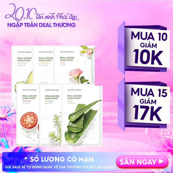 Mặt Nạ Dưỡng Ẩm Nature Republic Chiết Xuất Từ Thiên Nhiên Real Nature Mask Sheet 23ml 