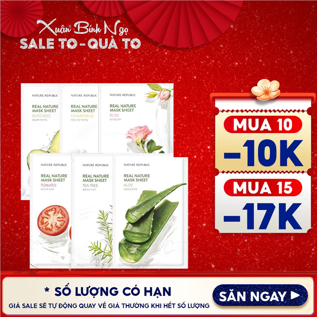 Mặt Nạ Dưỡng Ẩm Nature Republic Chiết Xuất Từ Thiên Nhiên Real Nature Mask Sheet 23ml