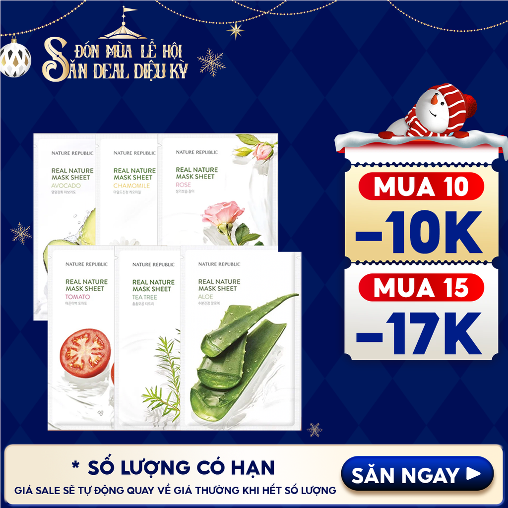 Mặt Nạ Dưỡng Ẩm Nature Republic Chiết Xuất Từ Thiên Nhiên Real Nature Mask Sheet 23ml