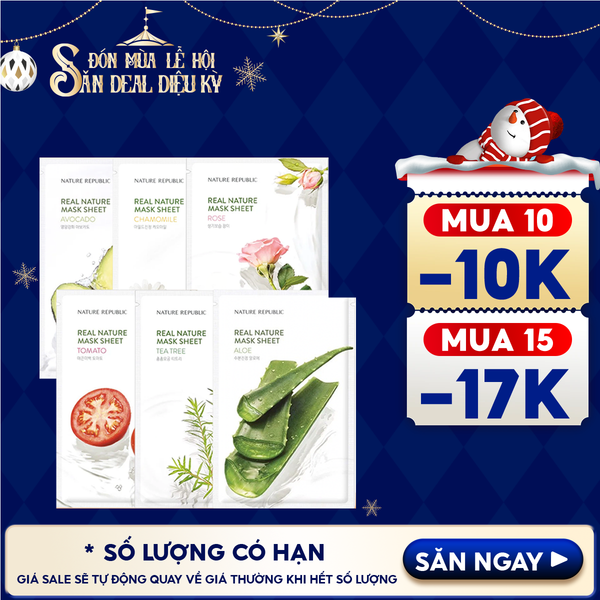  Mặt Nạ Dưỡng Ẩm Nature Republic Chiết Xuất Từ Thiên Nhiên Real Nature Mask Sheet 23ml 
