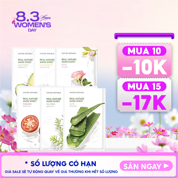  Mặt Nạ Dưỡng Ẩm Nature Republic Chiết Xuất Từ Thiên Nhiên Real Nature Mask Sheet 23ml 