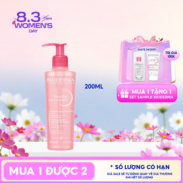  Sữa Rửa Mặt Dạng Gel Bioderma Cho Da Nhạy Cảm Sensibio Gel Moussant 