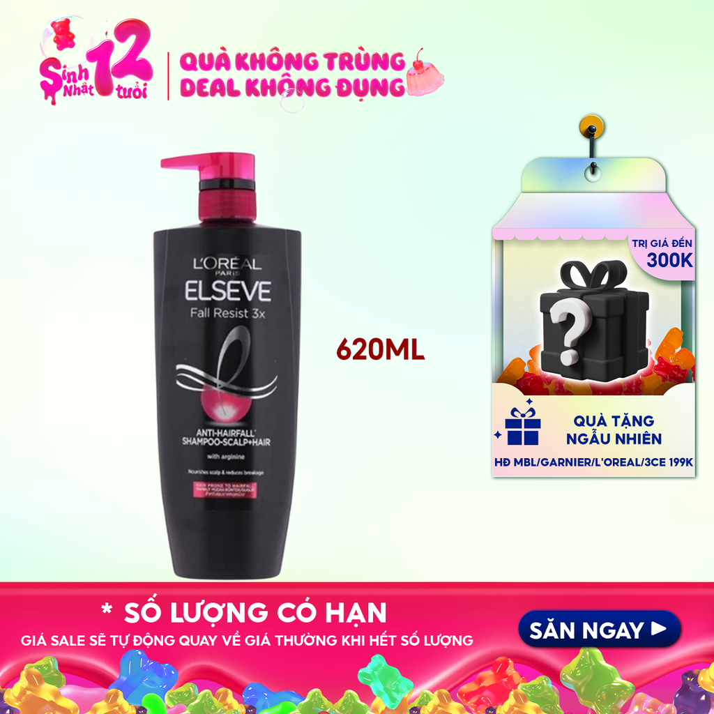 Dầu Gội Ngăn Gãy Rụng Tóc L'Oreal Elseve Fall Resist 3X Shampoo 620ml