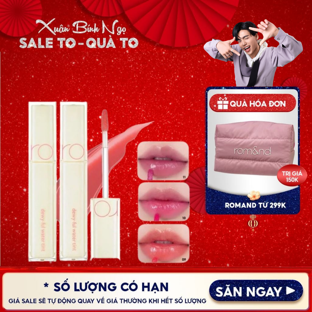 Son Tint Bóng Siêu Lì Cho Đôi Môi Căng Mọng Romand Milk Grocery Dewyful Water Tint 5g