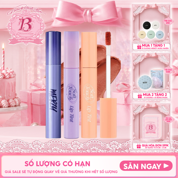 [SL1 - SL14] Son Kem Merzy Siêu Lì, Siêu Mịn Môi Soft Touch Lip Tint 3g 
