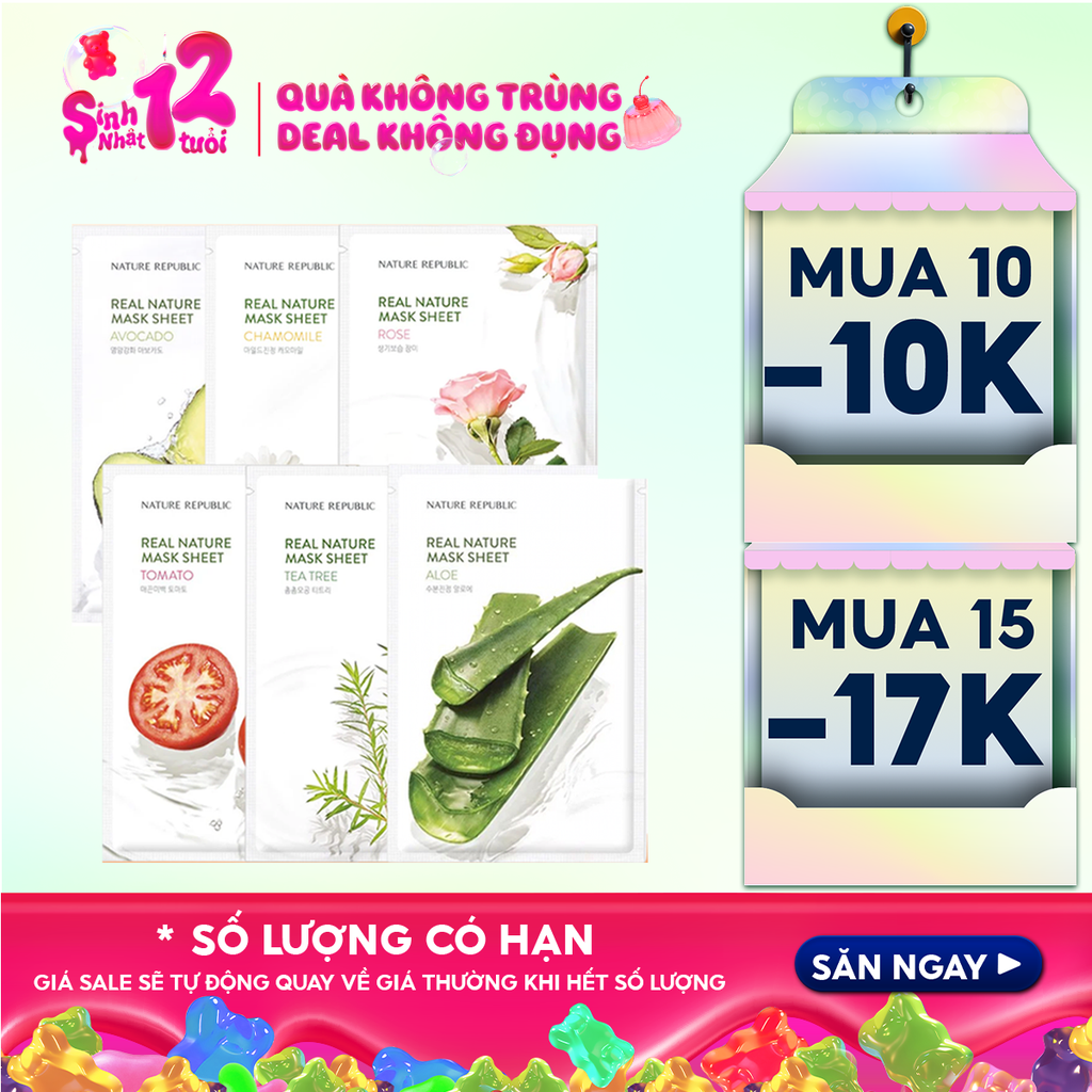 Mặt Nạ Dưỡng Ẩm Nature Republic Chiết Xuất Từ Thiên Nhiên Real Nature Mask Sheet 23ml