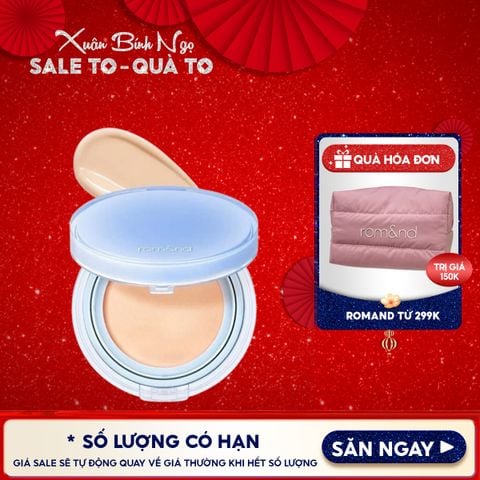 [VE-EASY] Phấn Nước Trang Điểm Romand Che Phủ Tự Nhiên, Căng Bóng Thuần Chay Bare Water Cushion SPF38/PA++++ 20g