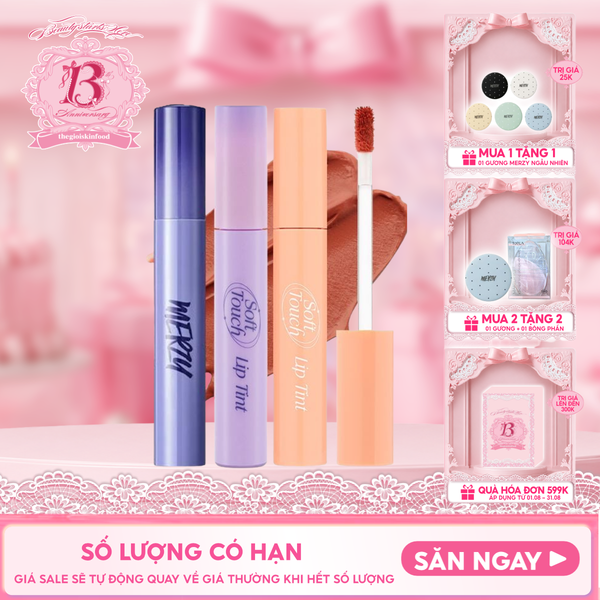  [SL1 - SL14] Son Kem Merzy Siêu Lì, Siêu Mịn Môi Soft Touch Lip Tint 3g 