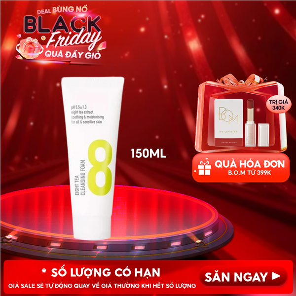  Sữa Rửa Mặt B.O.M Tạo Bọt Chiết Xuất 8 Loại Trà Eight Tea Cleansing Foam 150ml 