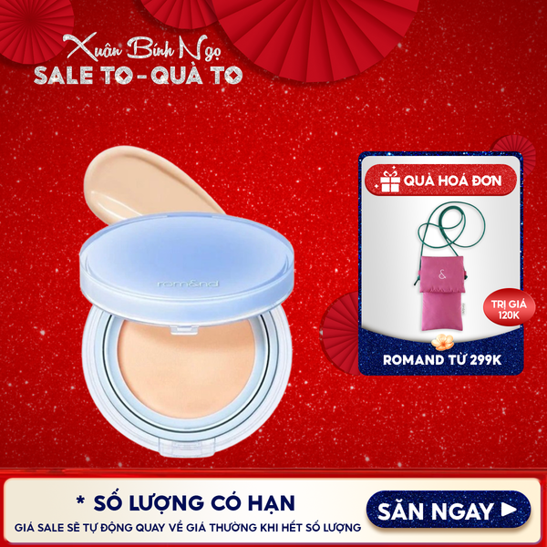  [VE-EASY] Phấn Nước Trang Điểm Romand Che Phủ Tự Nhiên, Căng Bóng Thuần Chay Bare Water Cushion SPF38/PA++++ 20g 