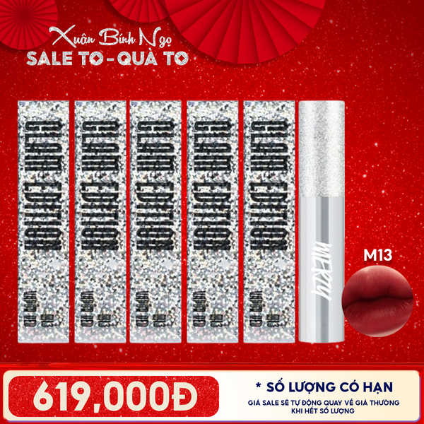  [PACK TIẾT KIỆM 58%] 5 Son Kem Lì Mềm Mịn, Lâu Trôi Merzy The Glam Mellow Tint 4g M13 Vỏ Bạc 