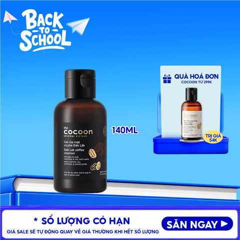 Gel Rửa Mặt Cocoon Làm Sạch Dịu Nhẹ Chiết Xuất Cà Phê Đắk Lắk Giúp Da Tươi Sáng, Đều Màu Coffee Cleanser 140ml