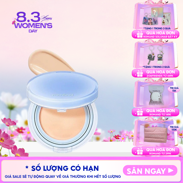  [VE-EASY] Phấn Nước Trang Điểm Romand Che Phủ Tự Nhiên, Căng Bóng Thuần Chay Bare Water Cushion SPF38/PA++++ 20g 