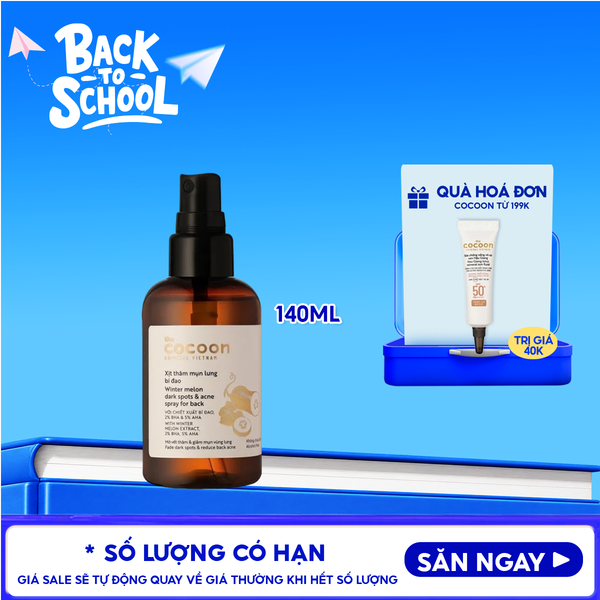  Xịt Giảm Thâm Mụn Lưng Cocoon Làm Dịu Da Chiết Xuất Bí Đao Winter Melon Dark Spots & Acne Spray For Back 140ml 