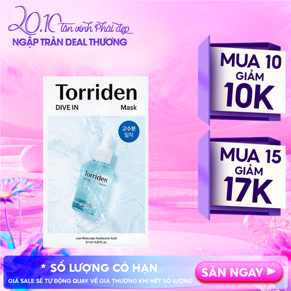 Mặt Nạ Torriden Dưỡng Ẩm, Làm Dịu Da Dive-In Low Molecular Hyaluronic Acid Mask Pack 27ml 