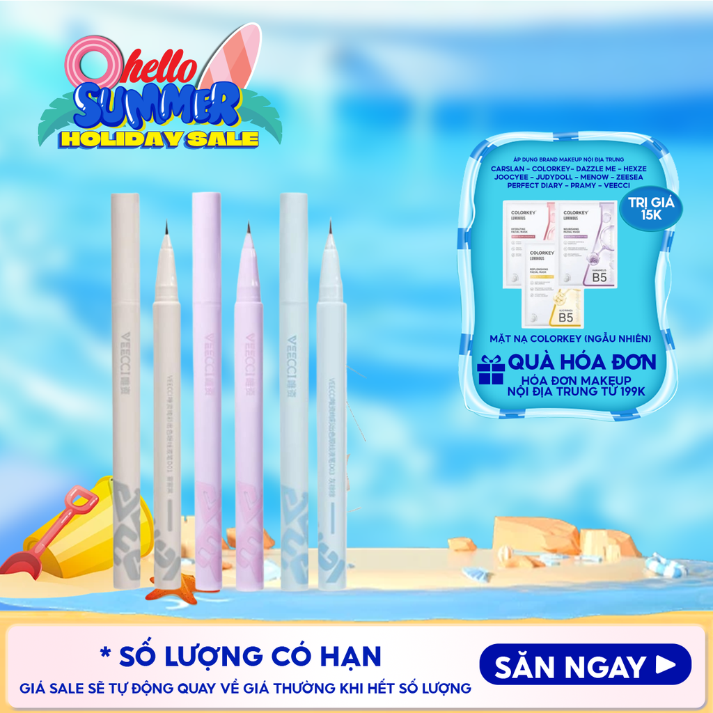 Bút Kẻ Mắt VEECCI Lâu Trôi, Không Thấm Nước Vivid Color Eyeliner Pen 0.6ml