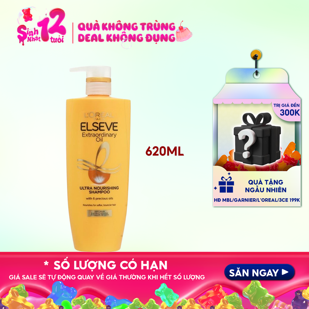 Dầu Gội Giúp Tóc Suôn Mượt Chiết Xuất Tinh Dầu Hoa L'oreal Elseve Extraordinary Oil Ultra Nourishing Shampoo 620ml