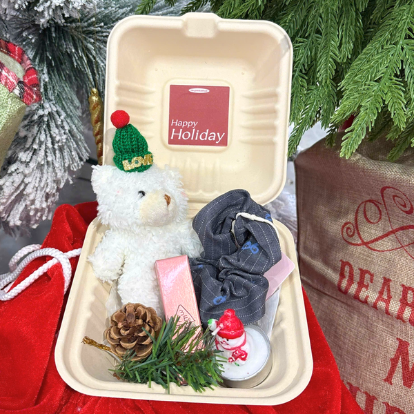  Hộp Quà Giáng Sinh: Son 3CE + Kẹp Tóc Ngẫu Nhiên + Set Quà Gấu + Hộp Bã Mía 