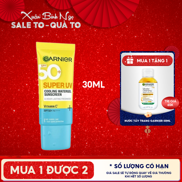  Kem Chống Nắng Garnier Tươi Mát Super UV Cooling Watergel Sunscreen SPF50+ PA++++ 30ml 