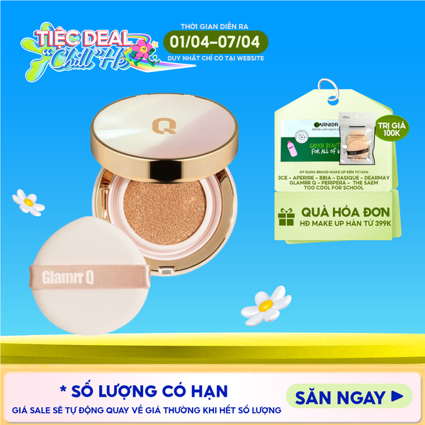  Phấn Nước Glamrr Q Che Phủ Mỏng Mịn, Kiềm Dầu Hiệu Quả Long Wear DD Cushion SPF50/PA+++ 
