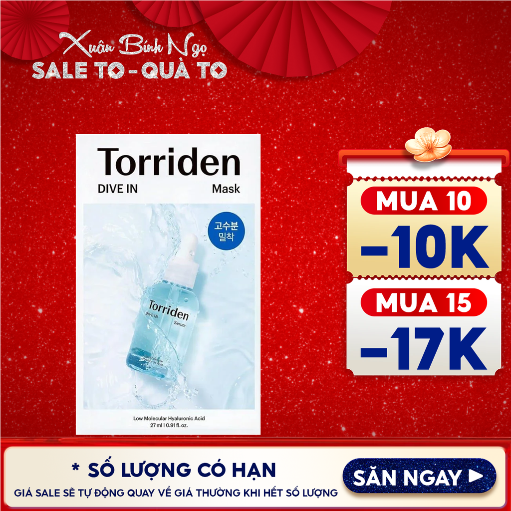Mặt Nạ Torriden Dưỡng Ẩm, Làm Dịu Da Dive-In Low Molecular Hyaluronic Acid Mask Pack 27ml