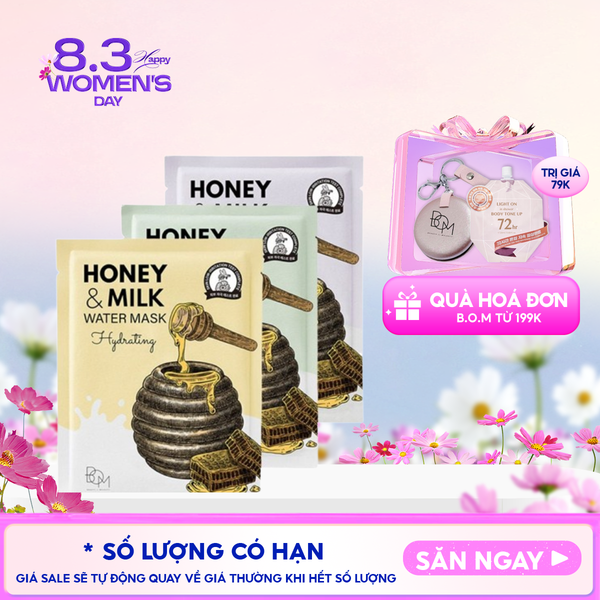  Mặt Nạ B.O.M Dưỡng Ẩm, Hỗ Trợ Làm Sáng, Làm Dịu Da Honey And Milk Mask 25g 
