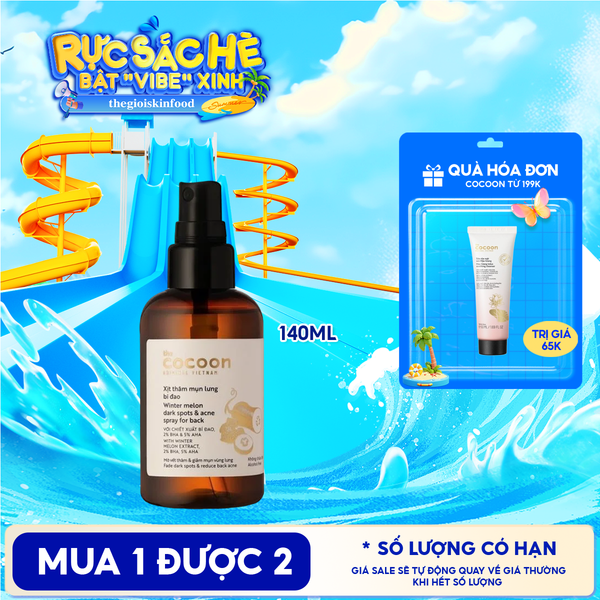  Xịt Giảm Thâm Mụn Lưng Cocoon Làm Dịu Da Chiết Xuất Bí Đao Winter Melon Dark Spots & Acne Spray For Back 140ml 