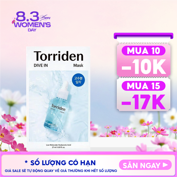  Mặt Nạ Torriden Dưỡng Ẩm, Làm Dịu Da Dive-In Low Molecular Hyaluronic Acid Mask Pack 27ml 