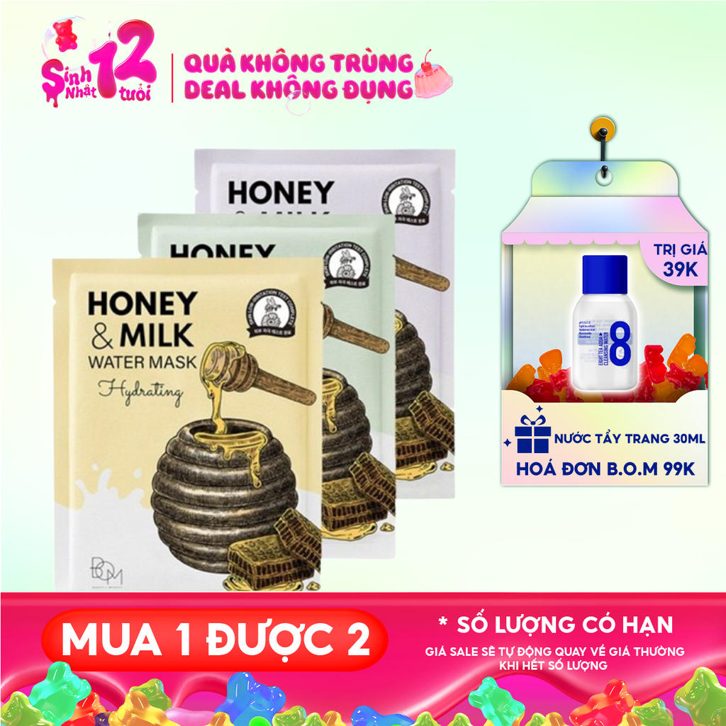 Mặt Nạ B.O.M Dưỡng Ẩm, Hỗ Trợ Làm Sáng, Làm Dịu Da Honey And Milk Mask 25g