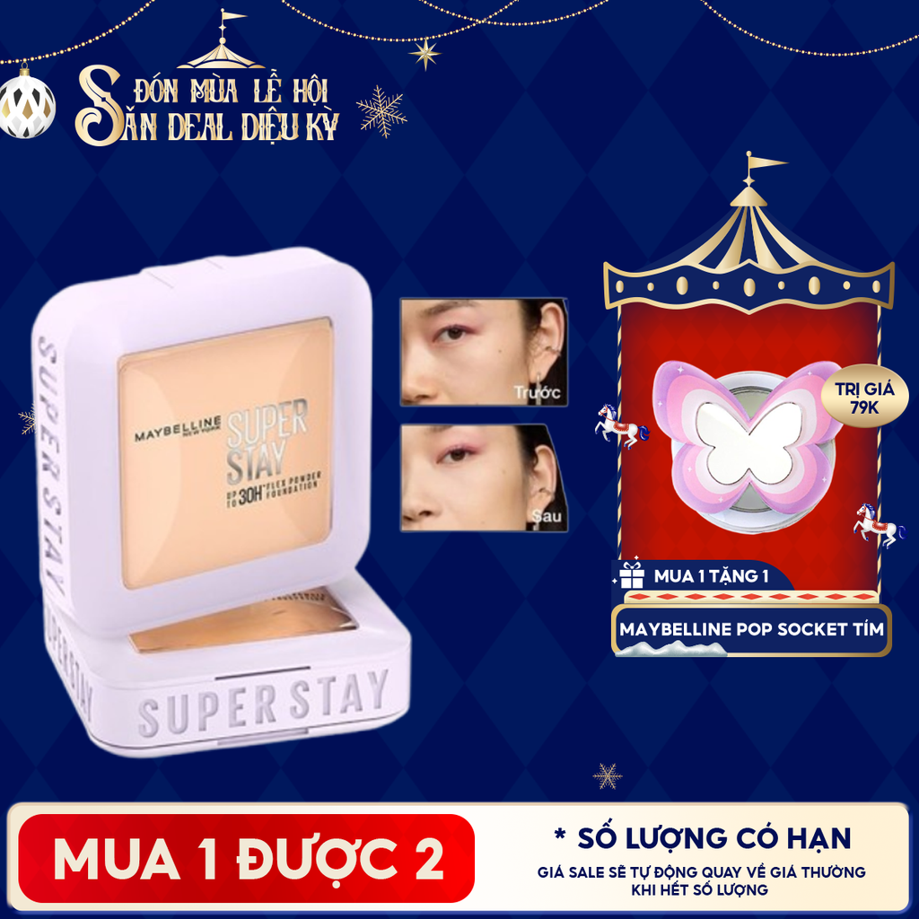 Phấn Phủ Nền Linh Hoạt Maybelline Che Phủ Mịn, Lâu Trôi, Kiềm Dầu Super Stay Up To 30H Flex Powder Foundation 9g
