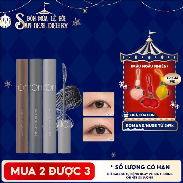  Mascara Chuốt Mi Romand Siêu Dài Và Cong Mi Tự Nhiên, Chống Trôi Hiệu Quả Han All Fix Mascara - Han All Line 7g 