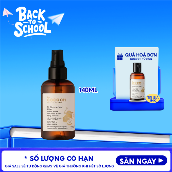  Xịt Giảm Thâm Mụn Lưng Cocoon Làm Dịu Da Chiết Xuất Bí Đao Winter Melon Dark Spots & Acne Spray For Back 140ml 
