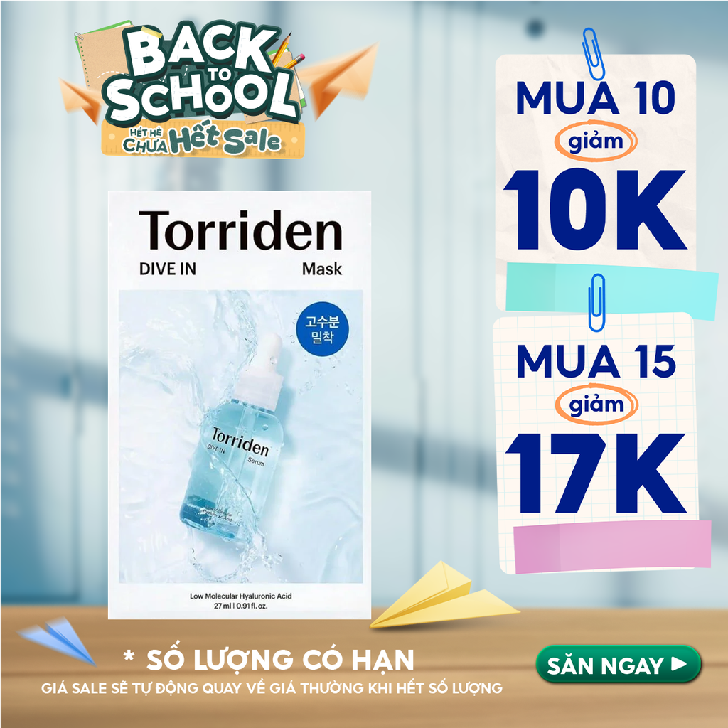 Mặt Nạ Torriden Dưỡng Ẩm, Làm Dịu Da Dive-In Low Molecular Hyaluronic Acid Mask Pack 27ml