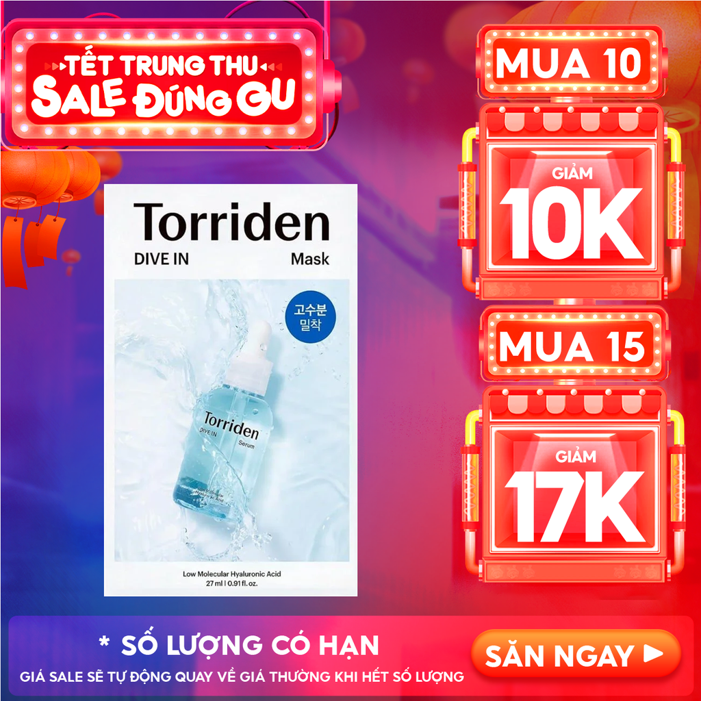 Mặt Nạ Torriden Dưỡng Ẩm, Làm Dịu Da Dive-In Low Molecular Hyaluronic Acid Mask Pack 27ml