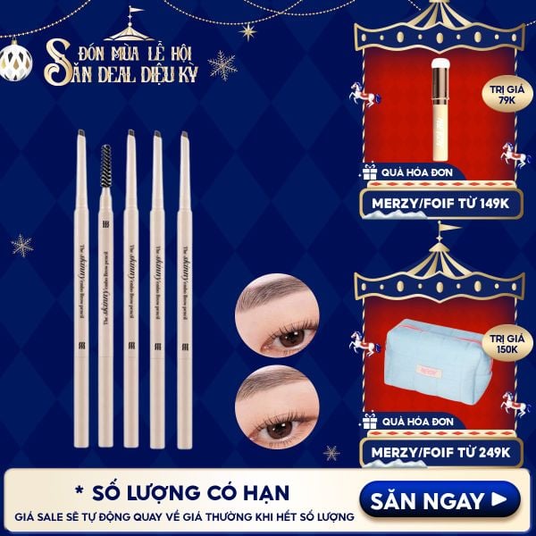  Chì Kẻ Mày Ngang Merzy Siêu Mảnh, Sắc Nét, Thuần Chay Lâu Trôi The Skinny Embo Brow Pencil 0.07g 