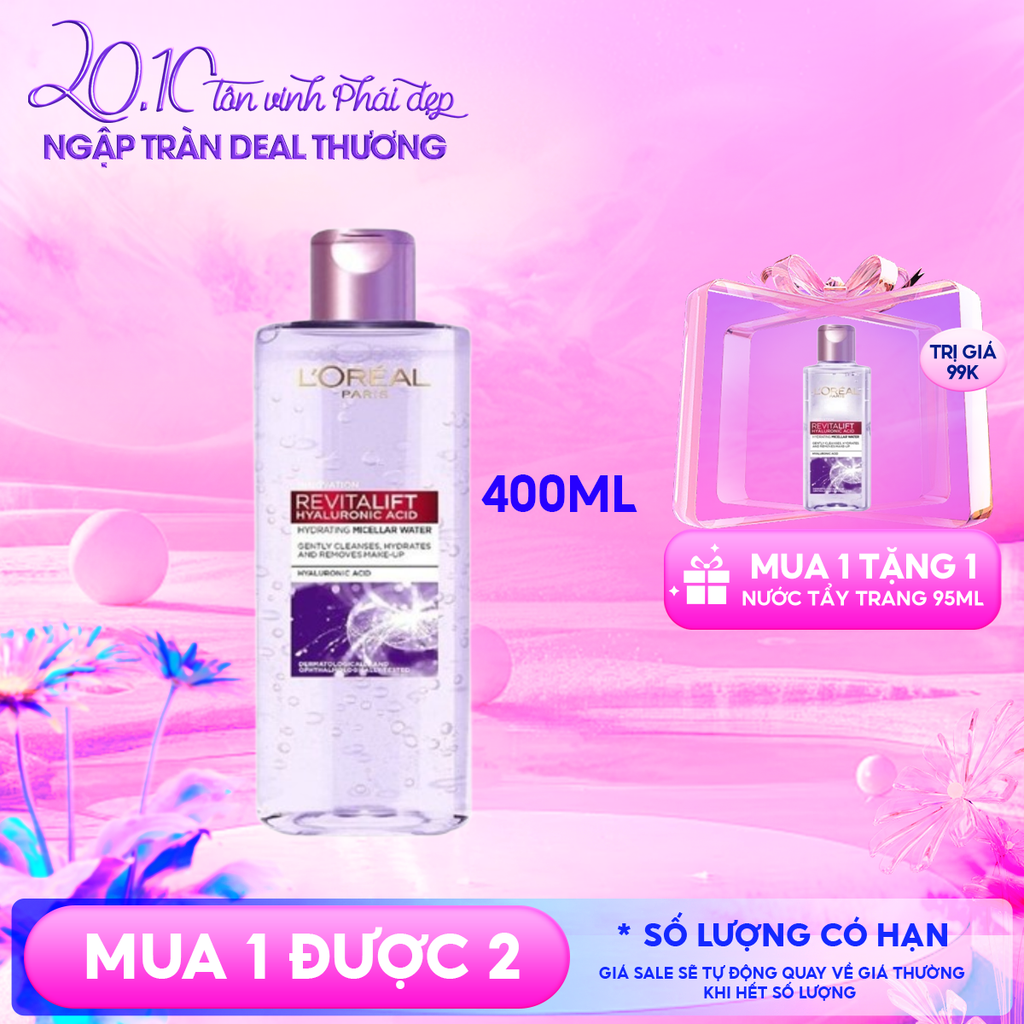 Nước Tẩy Trang L'oreal Làm Sạch, Cấp Ẩm Revitalift Hyaluronic Acid Hydrating Micellar Water