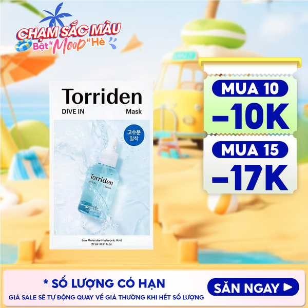 Mặt Nạ Torriden Dưỡng Ẩm, Làm Dịu Da Dive-In Low Molecular Hyaluronic Acid Mask Pack 27ml 