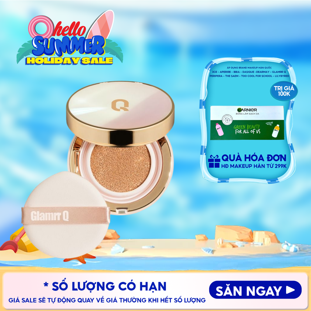 Phấn Nước Glamrr Q Che Phủ Mỏng Mịn, Kiềm Dầu Hiệu Quả Long Wear DD Cushion SPF50/PA+++