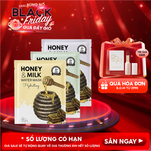  Mặt Nạ B.O.M Dưỡng Ẩm, Hỗ Trợ Làm Sáng, Làm Dịu Da Honey And Milk Mask 25g 