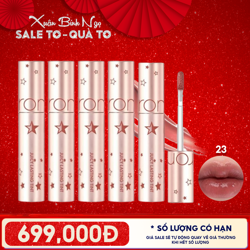 [PACK TIẾT KIỆM 62%] 5 Son Tint Lì Romand Juicy Lasting Tint Starry Edition 5.5g 23 Nucadamia