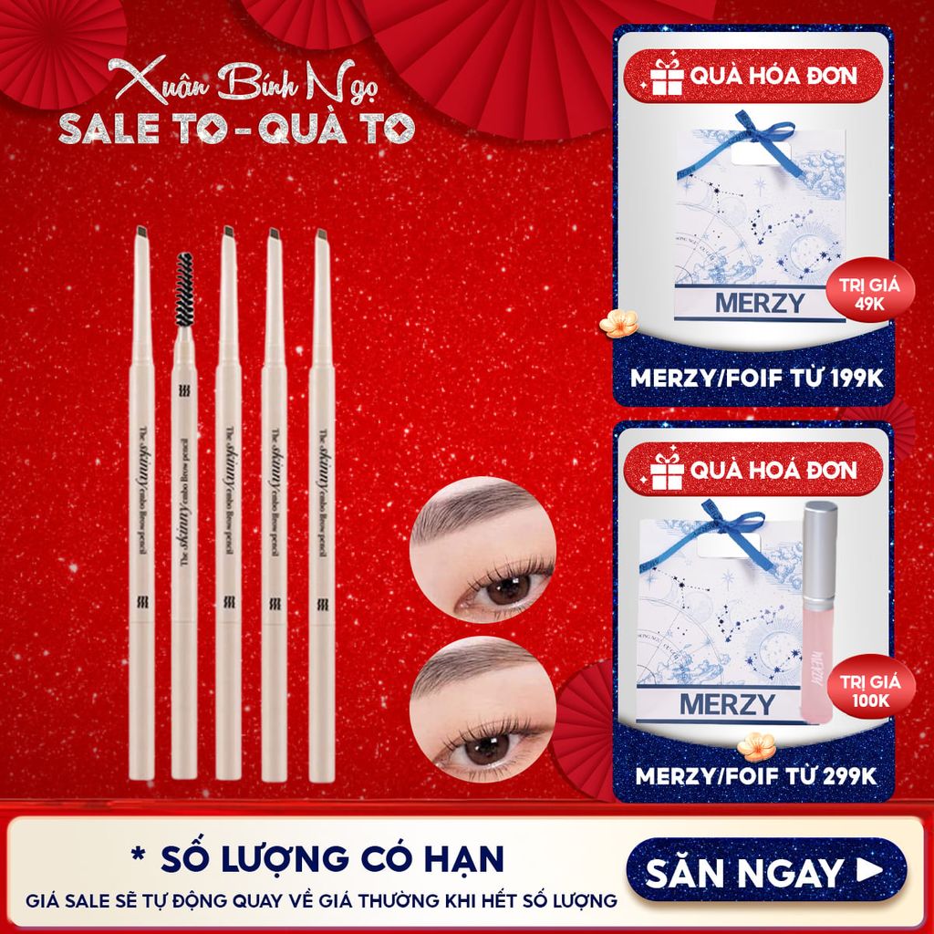 Chì Kẻ Mày Ngang Merzy Siêu Mảnh, Sắc Nét, Thuần Chay Lâu Trôi The Skinny Embo Brow Pencil 0.07g