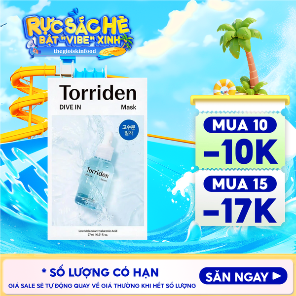  Mặt Nạ Torriden Dưỡng Ẩm, Làm Dịu Da Dive-In Low Molecular Hyaluronic Acid Mask Pack 27ml 