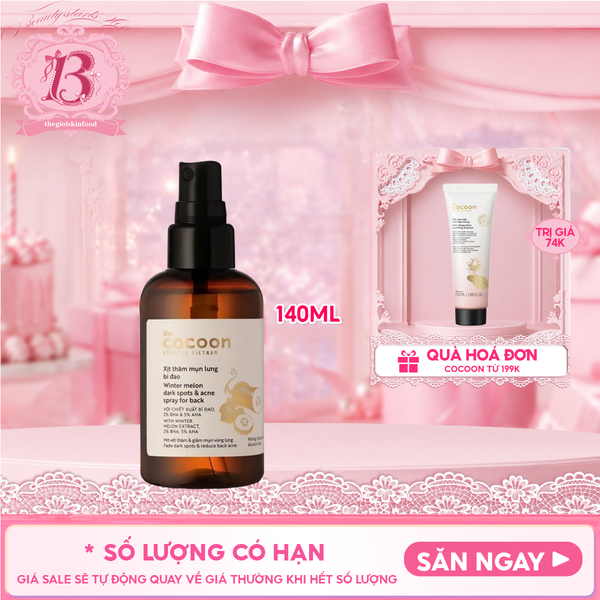  Xịt Giảm Thâm Mụn Lưng Cocoon Làm Dịu Da Chiết Xuất Bí Đao Winter Melon Dark Spots & Acne Spray For Back 140ml 
