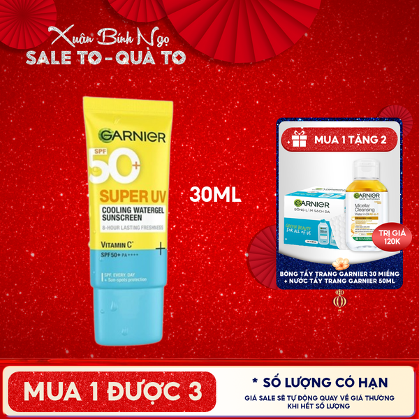  Kem Chống Nắng Garnier Tươi Mát Super UV Cooling Watergel Sunscreen SPF50+ PA++++ 30ml 