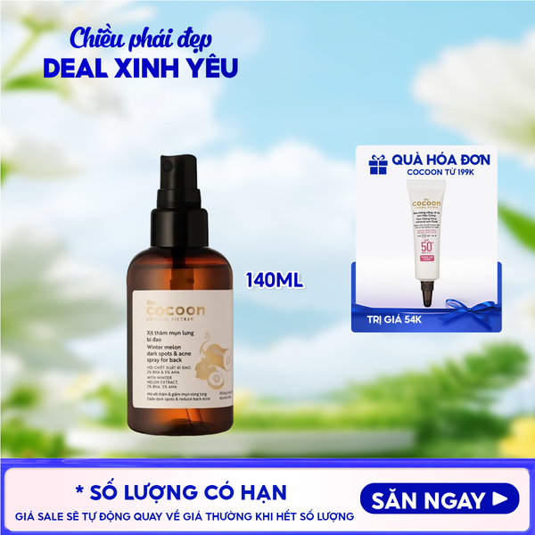  Xịt Giảm Thâm Mụn Lưng Cocoon Làm Dịu Da Chiết Xuất Bí Đao Winter Melon Dark Spots & Acne Spray For Back 140ml 